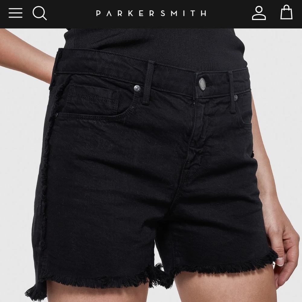 Shorts Parker Smith Jane High Rise in black denim with a frayed hem size 28